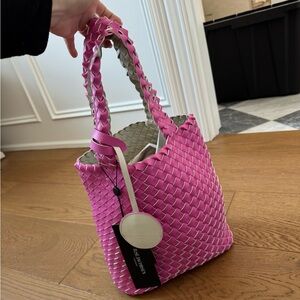 Ilse Jacobsen Reversible Mini Tote Bag - Azalea Pink Sand / Cream - NWT